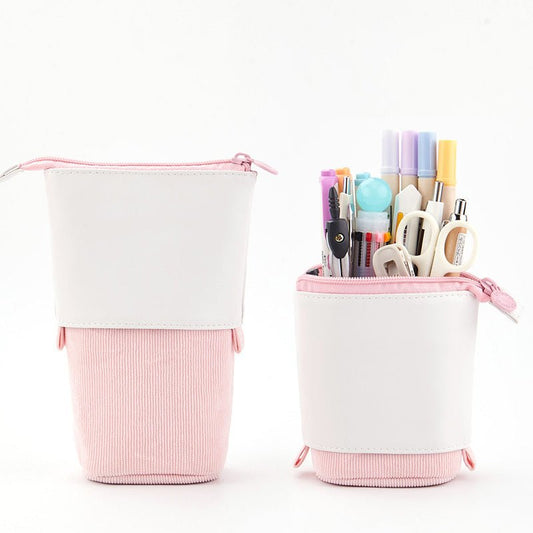 Corduroy Retractable Pop-Up Pencil Case – Telescopic Pen Holder & Desk Organizer - RoomWise