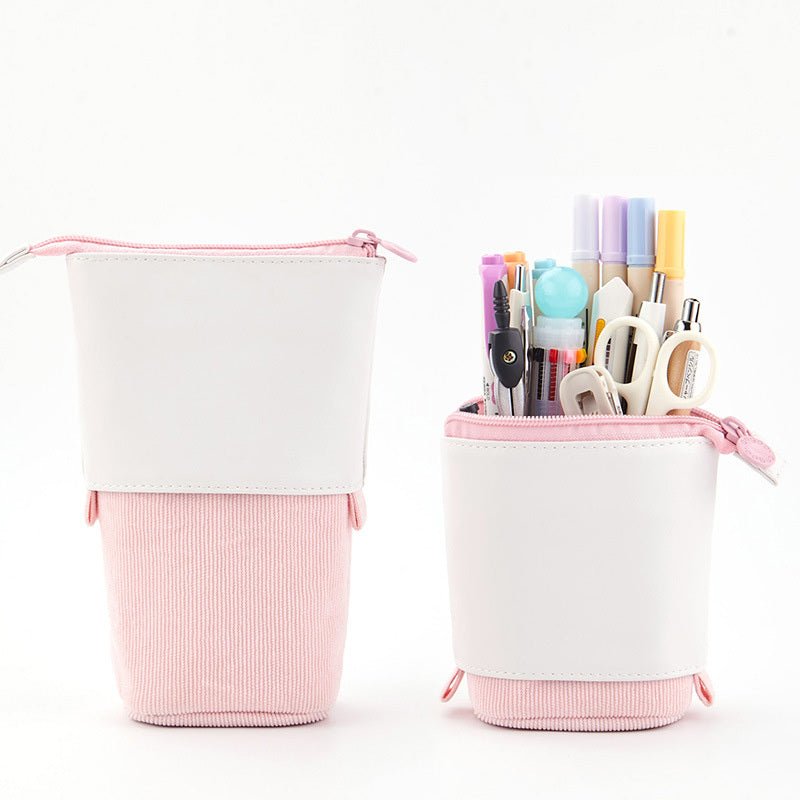 Corduroy Retractable Pop-Up Pencil Case – Telescopic Pen Holder & Desk Organizer - RoomWise