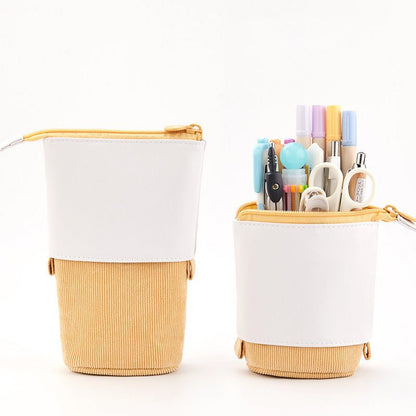 Corduroy Retractable Pop-Up Pencil Case – Telescopic Pen Holder & Desk Organizer - RoomWise
