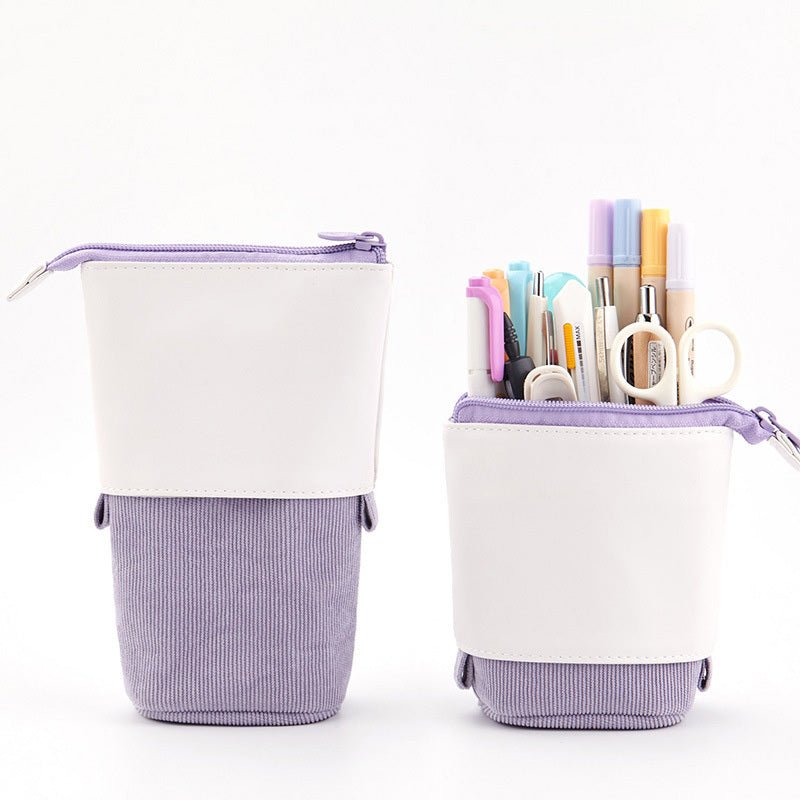 Corduroy Retractable Pop-Up Pencil Case – Telescopic Pen Holder & Desk Organizer - RoomWise