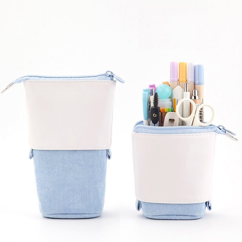 Corduroy Retractable Pop-Up Pencil Case – Telescopic Pen Holder & Desk Organizer - RoomWise