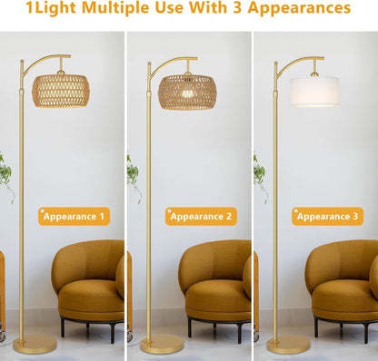 LED Gold Floor Lamp with Remote – 3 Color Temperatures & Stepless Dimming - RoomWise