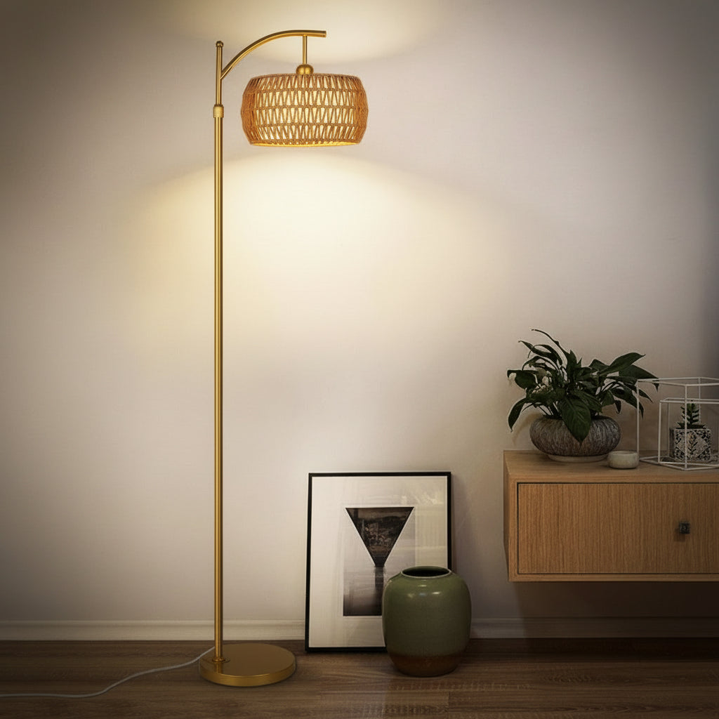 LED Gold Floor Lamp with Remote – 3 Color Temperatures & Stepless Dimming - RoomWise