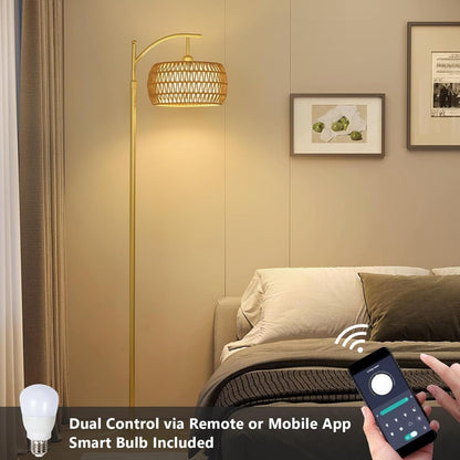 LED Gold Floor Lamp with Remote – 3 Color Temperatures & Stepless Dimming - RoomWise